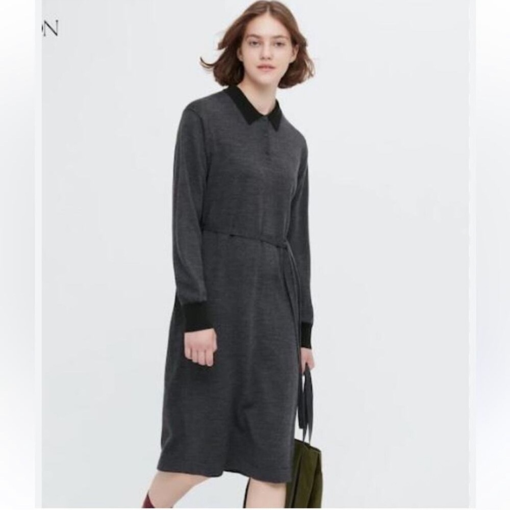 Uniqlo × JW‎ Anderson Merino Wool Blend Polo Long Sleeve Sweater Dress Size XS